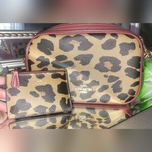 Coach Isla Chain Leopard Print Purse and Wallet